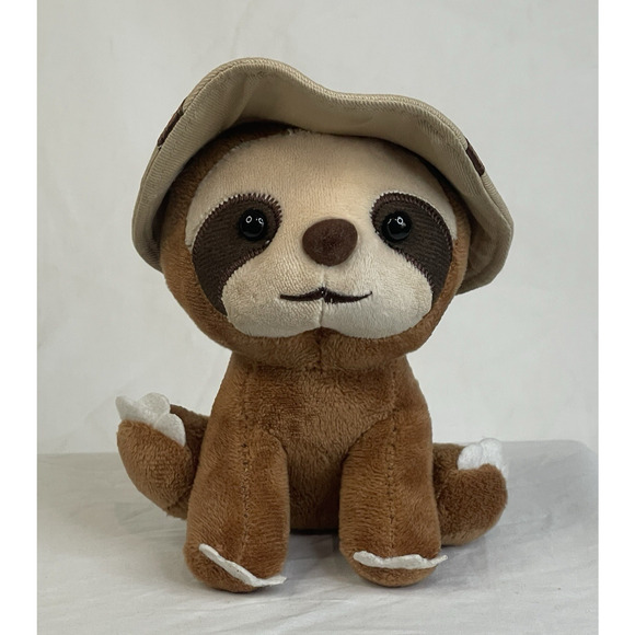 Fiesta Sloth Plush Wearing Safari Hat 5-inch Stuffed Animal Kids Toy Cute Small - Picture 1 of 9